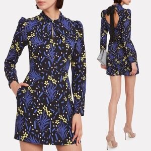 Self-Portrait Blue and Yellow Mini Dress